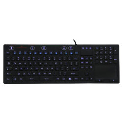 Teclado silicona IP68, 118 teclas, USB retroiluminada con touchpad