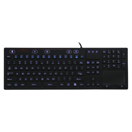 Teclado silicona IP68, 118 teclas, USB retroiluminada con touchpad