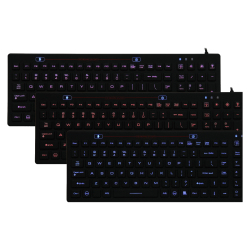 Teclado de silicona IP68, 100 teclas, USB con teclado numérico y 3 diferentes retroiluminaciones