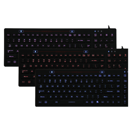 Teclado de silicona IP68, 100 teclas, USB con teclado numérico y 3 diferentes retroiluminaciones