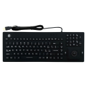 Teclado de silicona IP67, 106 teclas, USB con teclado numérico, trackball y retroiluminado