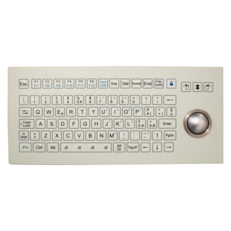 Teclado industrial de membrana IP 67, 84 teclas con trackball óptico IP68