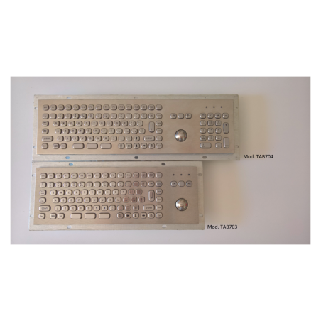 Teclado industrial compacto de acero inoxidable IP 65, 86 teclas con trackball