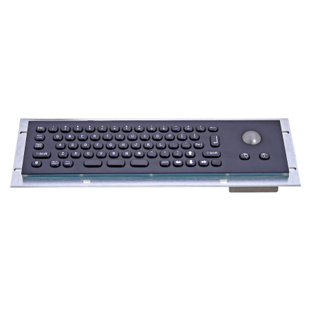 Teclado industrial compacto de acero inoxidable IP 65, 66 teclas con trackball (versión negra)
