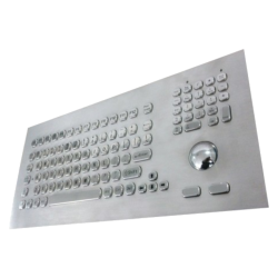 Teclado industrial de acero inoxidable IP 65, 104 teclas con trackball