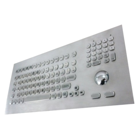 Teclado industrial de acero inoxidable IP 65, 104 teclas con trackball