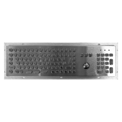 Teclado industrial compacto de acero inoxidable IP 65, 106 teclas con trackball
