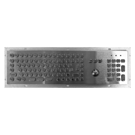 Teclado industrial compacto de acero inoxidable IP 65, 106 teclas con trackball