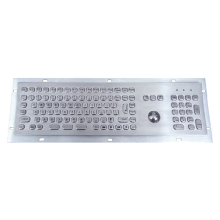 Teclado industrial compacto de acero inoxidable IP 65, 106 teclas con trackball