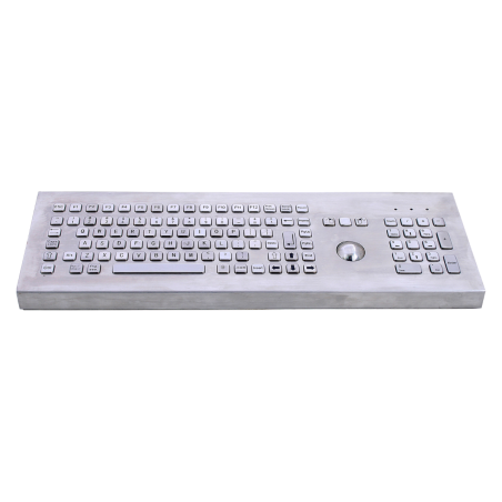 Teclado industrial de acero inoxidable IP 65, 106 teclas con trackball