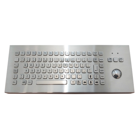 Teclado industrial de acero inoxidable IP 65, 83 teclas con trackball