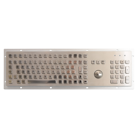 Teclado industrial de acero inoxidable IP 65, 106 teclas con trackball