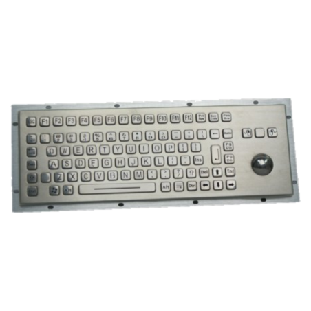 Teclado industrial de acero inoxidable IP 65, 83 teclas con trackball retroiluminado