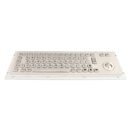 Teclado industrial de acero inoxidable IP 65, 66 teclas con trackball