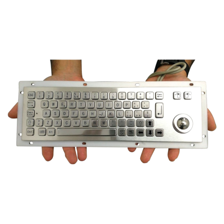 Teclado industrial de acero inoxidable IP 65, 66 teclas con trackball