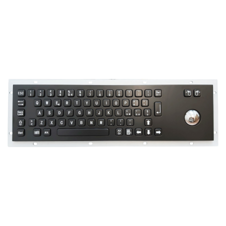 Teclado industrial de acero inoxidable IP 65, 66 teclas con trackball (versión negra)