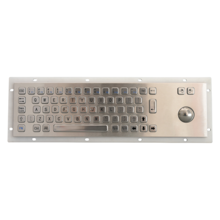 Teclado industrial de acero inoxidable IP 65, 66 teclas con trackball