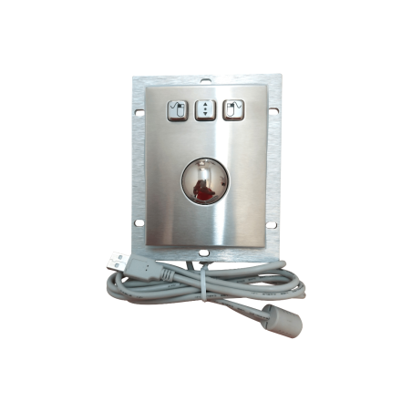 Trackball de acero, IP 65 con estructura antivandálica, montaje en panel trasero