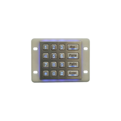 Teclado numérico industrial de acero, 16 teclas, IP68, retroiluminado