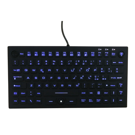 Teclado silicona IP68, 89 teclas, USB retroiluminada, con Hula Point