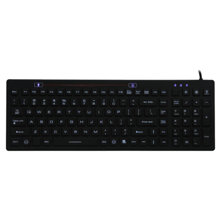 Teclado silicona IP68, 100 teclas, USB retroiluminada