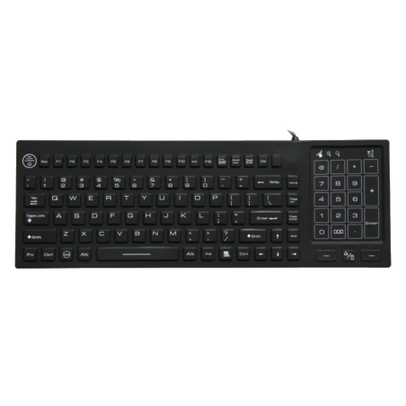 Teclado silicona IP68, 88 teclas, USB con trackpad