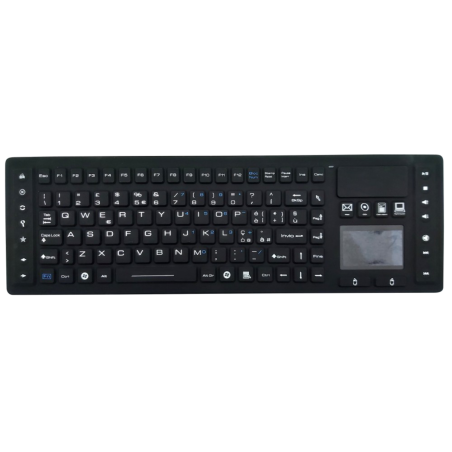 Teclado silicona IP65, 105 teclas, inalámbrico, con touchpad