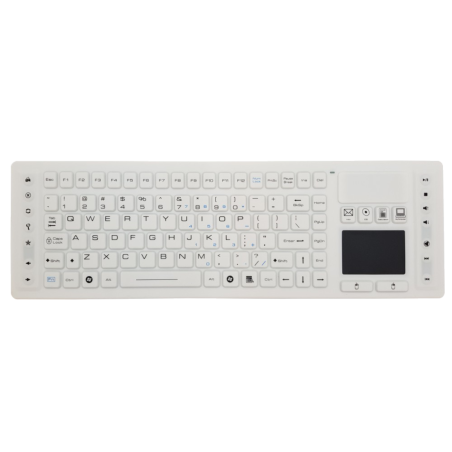 Teclado silicona IP65, 105 teclas, inalámbrico, con touchpad