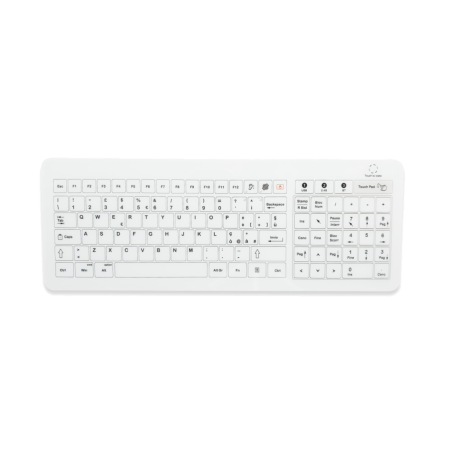 Teclado de cristal IP67, 104 teclas, con touchpad y teclado numérico