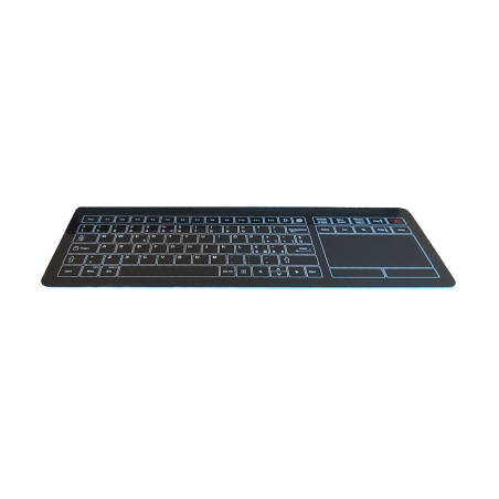Teclado de cristal 93 teclas, IP67 antiestático USB fondo de acero